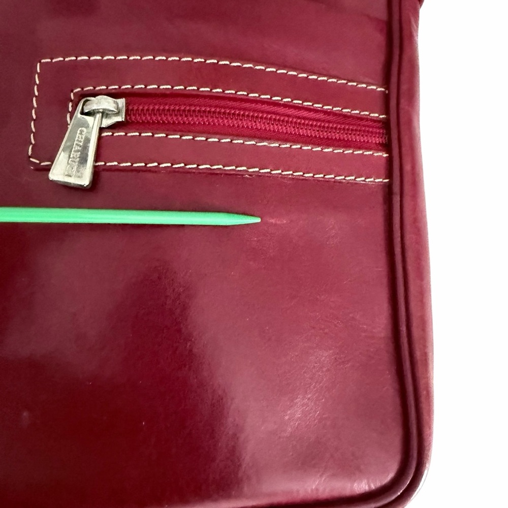 CHIARUGI Red Calvino Full Grain Leather Crossbody Shoulder Bag Italy os - Picture 12 of 14